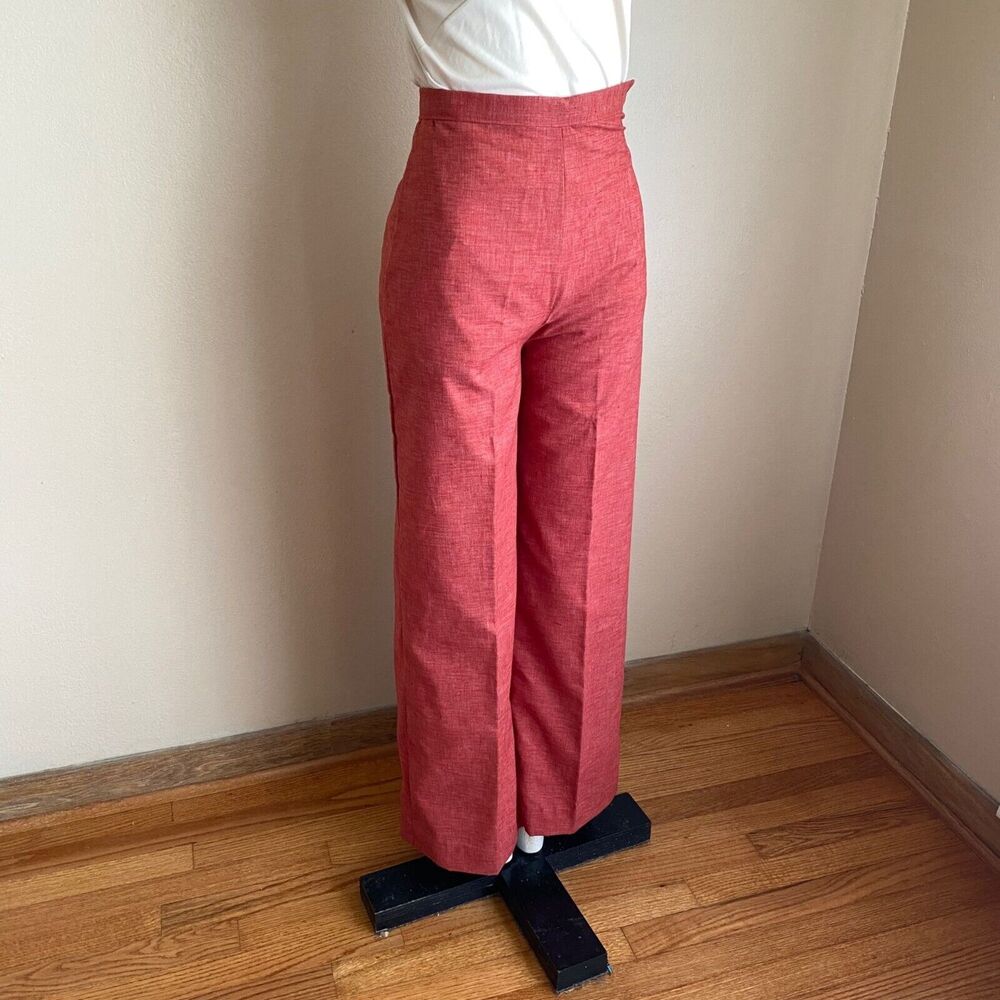 VTG Women's Pants Size 2 / XS Super High Waist Flat Creased Wide Leg Coral Woven